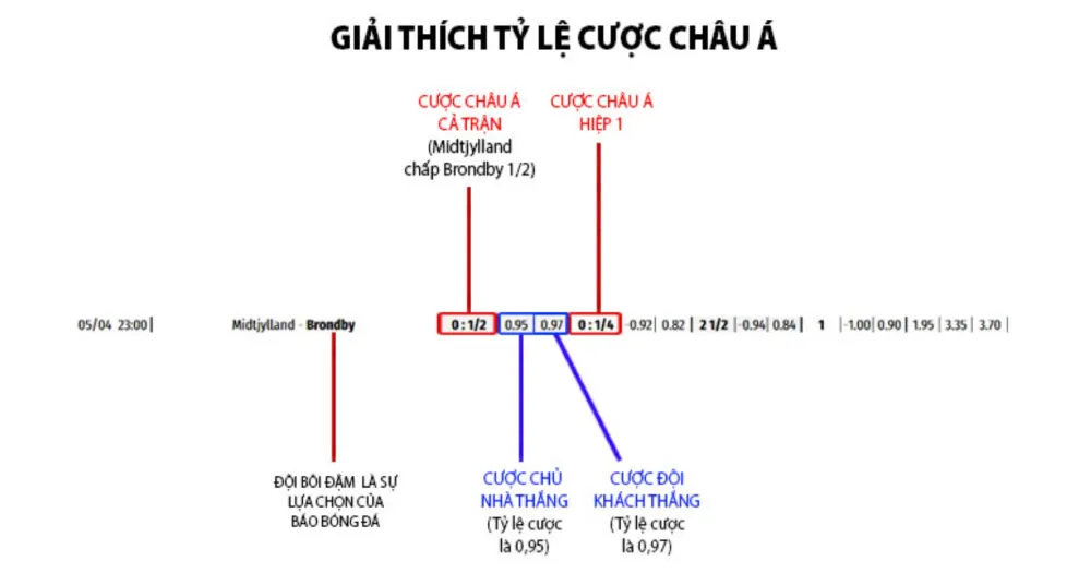 Các chỉ số kèo châu Á được hiển thị chi tiết